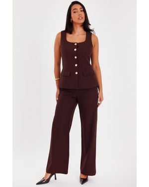 Quiz Wide Leg Trousers - Red
