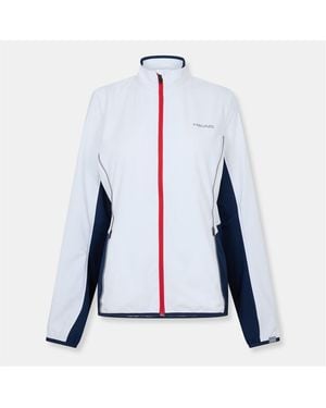 Head Club Solid Patterned Full Zipper Track Jacket With Logo - Blue