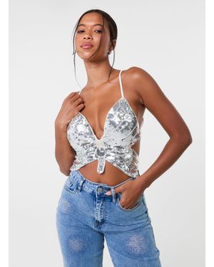 Pink Vanilla Butterfly Sequin Top - Blue