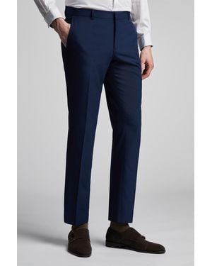 Limehaus Flat Fronted Tailored Suit Trousers - Blue