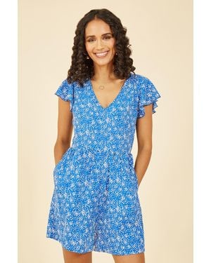 Mela London Dash Print Playsuit - Blue