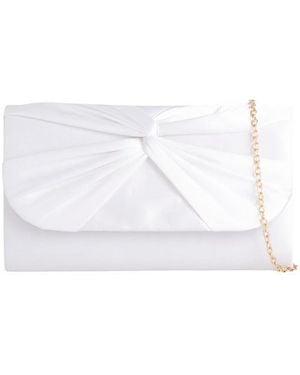 SVNX Ruched Satin Clutch - White