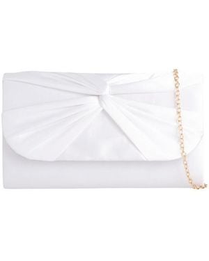 SVNX Ruched Satin Clutch - White