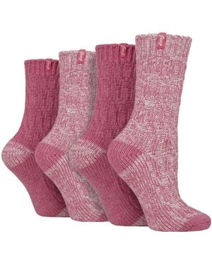 Jeep Ladies 4 Pack Wool Boot Socks - Purple