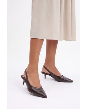 Wallis Bonnie Faux Leather Slingback Kitten Heel Court Shoes - White
