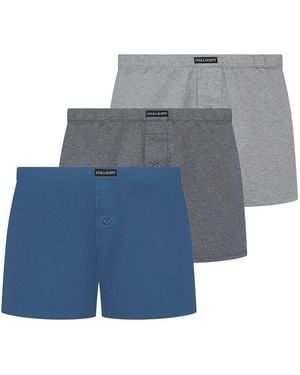 Lyle & Scott Gewatteerde Gebreide Boxershorts Voor (3-Pack) /Blauw)