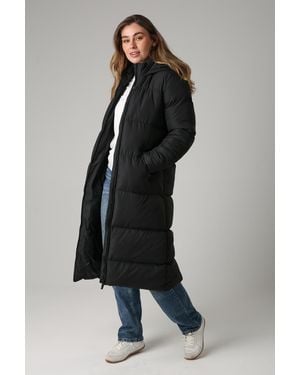 French Connection Longline Quilted Puffer Jacket With Hood - Black