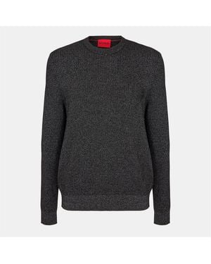 HUGO Regular Fit Long Sleeve Crew Neck Jumper - Black