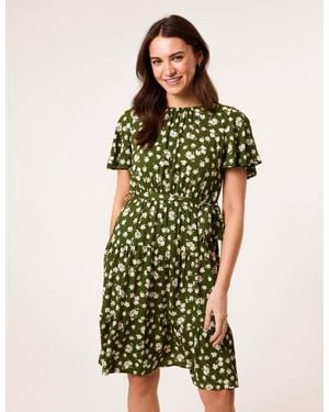 Blue Vanilla Crew Neck Tiered Mini Dress - Green