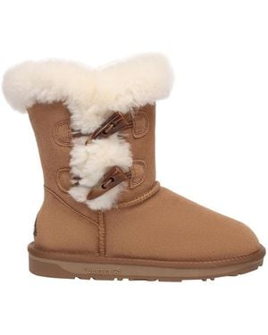 EVER AU Stork Horn Toggle Button Short Boots - Brown
