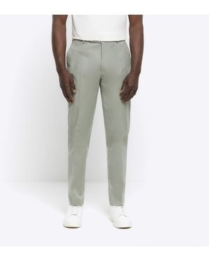River Island Chino Trousers Slim Fit Smart Cotton - Grey
