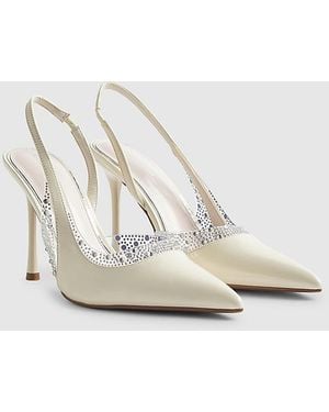 River Island Slingback Court Shoes Wide Fit Heels Pu - White