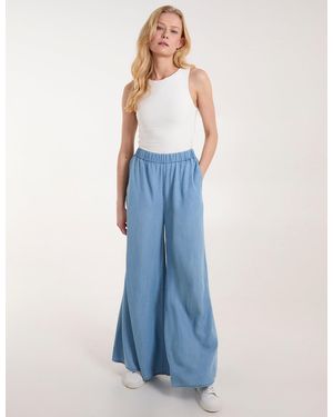 Blue Vanilla Tencel Wide Leg Trouser Denim - Blue