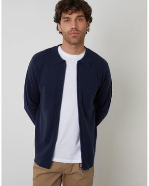Threadbare Burleigh Zp Cardi - Blue