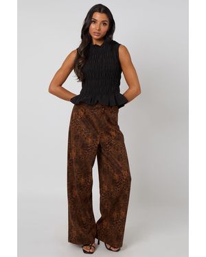 Urban Bliss Animal Faux Suede Trousers - Brown