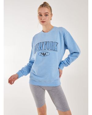 Pink Vanilla Washed New York Sweatshirt - Blue