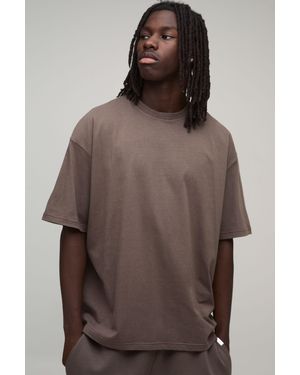 BoohooMAN Essential Washed Oversized Heavyweight T-Shirt - Brown