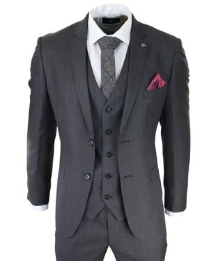 Paul Andrew 3 Piece Classic Stitch Retro Suit Canvas - Blue