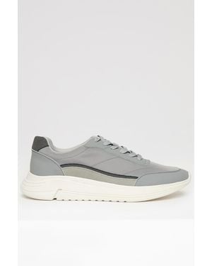Threadbare Retro Panelled Court Trainers - Grey