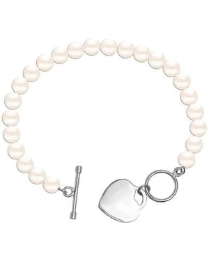 Bibei Pearl Bracelet With Heart Pendant, 925 Sterling Bipu023 - Metallic