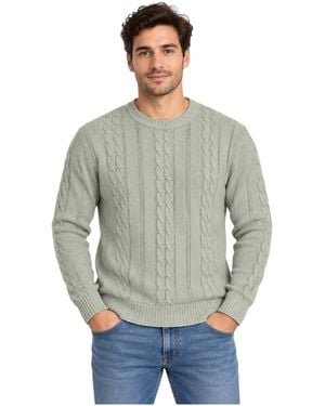 Marks & Spencer M&S Cable Knit Sweatshirt Chunky Crew Neck Pullover Cotton Warm Soft Jumper - Grey