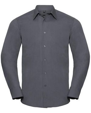 Russell Collection Polycotton Easy-Care Long-Sleeved Formal Shirt (Convoy) - Blue