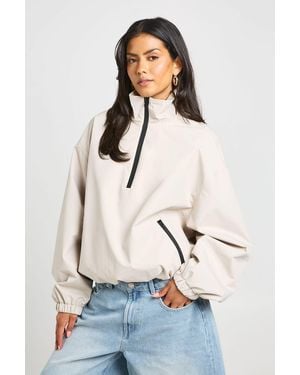 Boohoo Funnel Neck Zip Up Jacket - Natural