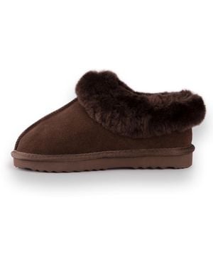 Aus Wooli Australia Sheepskin Wool Traditional Ankle Slippers - Brown