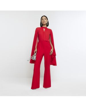 River Island Jumpsuit Cape Wide Leg - Red