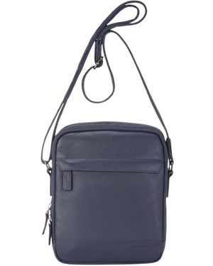 Infinity Leather Genuine Vintage Messenger Crossbody Travel Bag - Blue