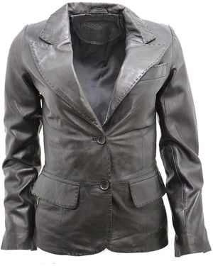 Infinity Leather 2 Button Blazer Jacket-Newport - Grey