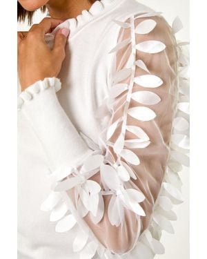 Roman Sheer Feather Sleeved Jumper - Pink