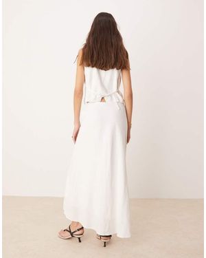 Abercrombie & Fitch Bias Cut Linen Blend Maxi Skirt - Natural