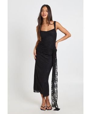 Boohoo Lace Tie Waist Detail Cami Maxi Dress - Blue