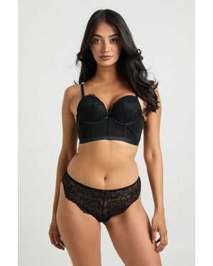 Boohoo Corse Detail Underwire Lingerie Set - Black