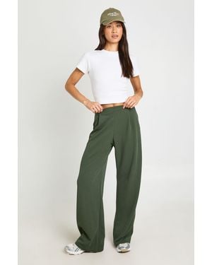 Boohoo Tall Basics Wide Leg Trousers - Green