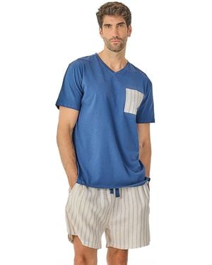 J&j Brothers Summer Short Pyjamas Jjb22 - Blue
