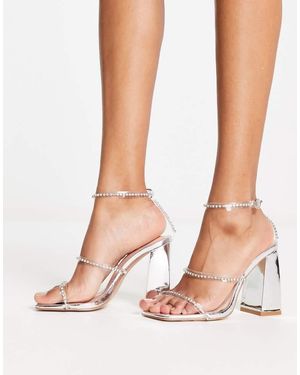 SIMMI London Inez Block Heel Embellished Sandals - Metallic