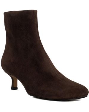 Dune Orina Asymetric Kitten Heel Suede Ankle Boots - Brown