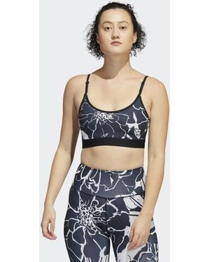 adidas Originals Light-Support Flower Print Bra - Blue