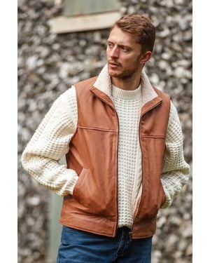 Ashwood Leather 'Sigma' Real Waistcoat - Brown