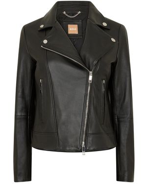 BOSS Sajin Leather Jacket - Black