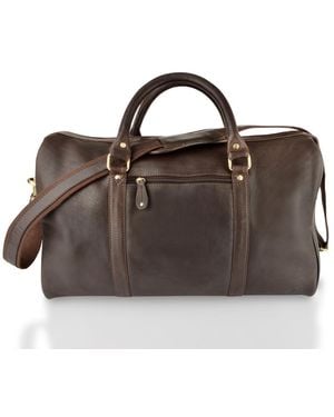 Woodland Leathers Leather Medium Size Travel Holdall 20.0" Central Zip Adjustable Shoulder Strap - Black