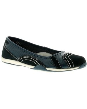 Strollers Jackie Ladies Leather Flats Shoes - Black