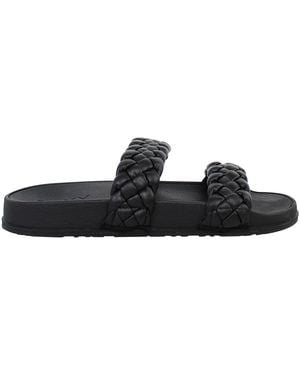 Roxy Slippy Braided Sliders Leather - Black