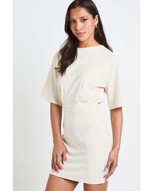Boohoo Jersey Crepe Half Sleeve Mini Dress - White