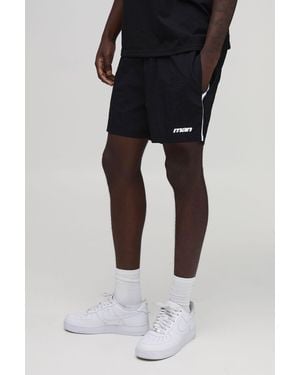BoohooMAN Relaxed Short Length Side Stripe Nylon - Black