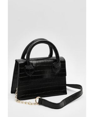 Boohoo Patent Croc Crossbody Bag - Black