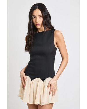 Boohoo Contrast Drop Hem Mini Dress - Black