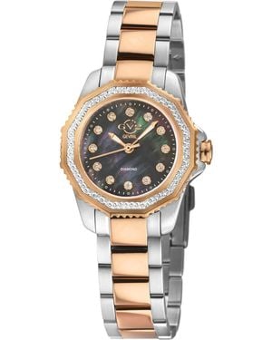 Gv2 Cortina 316L Stainless Steel Case, Mop Dial, Two-Toned Ss/Ipyg Bracelet - Multicolour